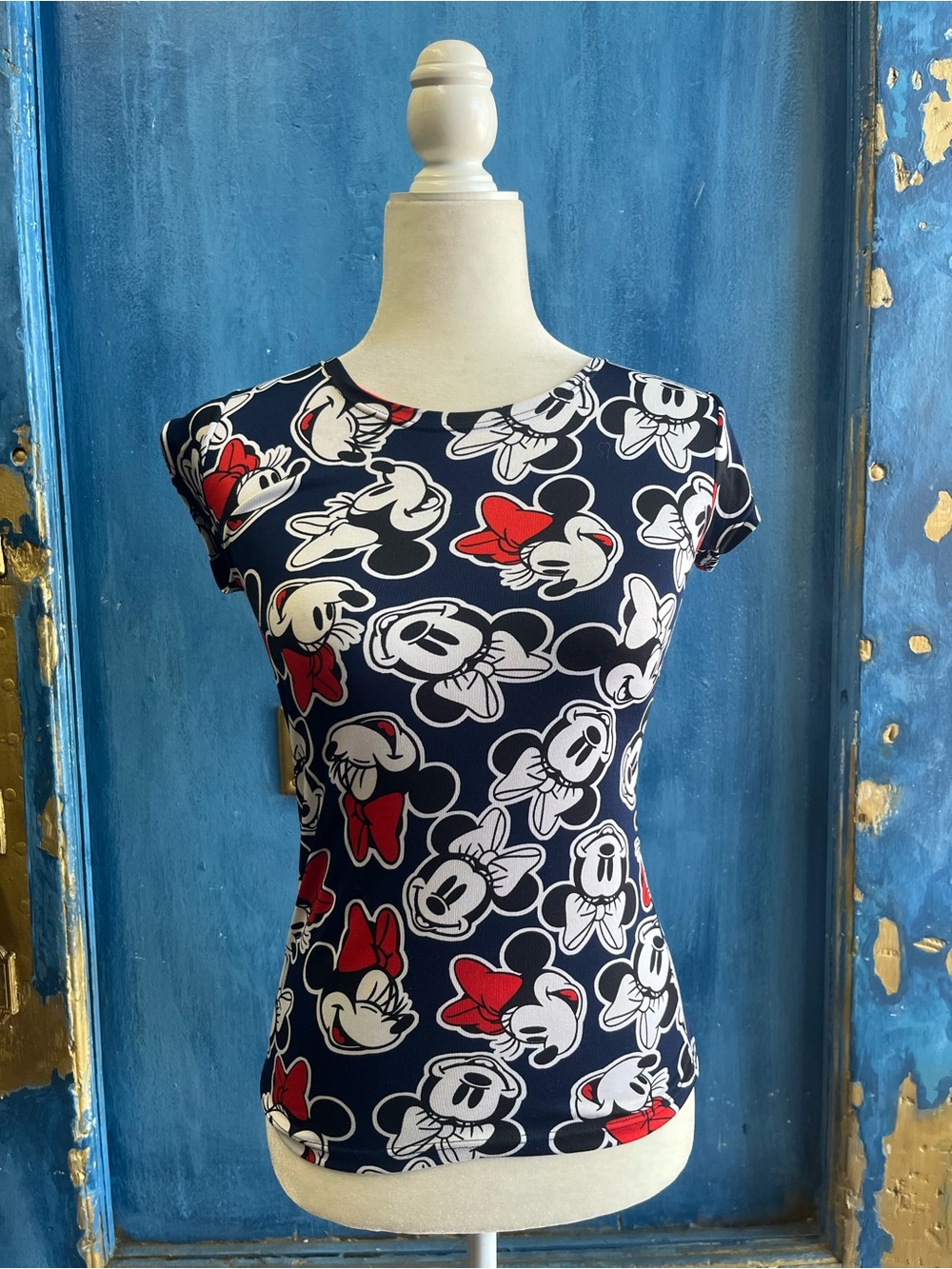 Navy Minnie Mouse Short Sleeve Tee with Red Accent - Women